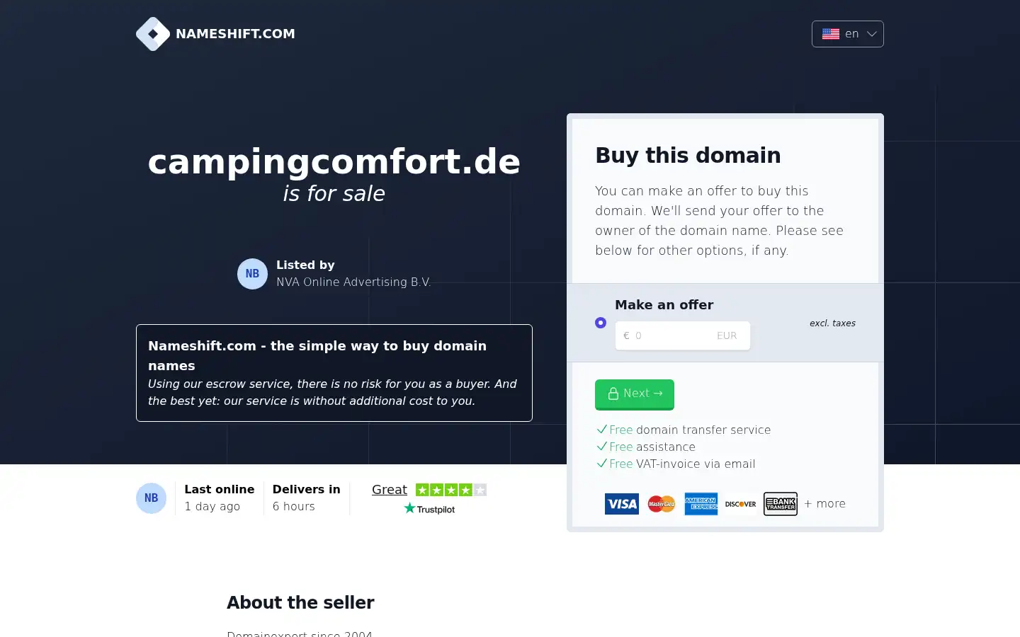 Screenshot of campingcomfort.de