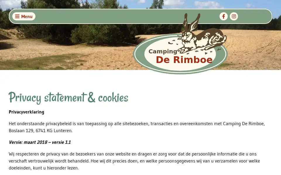 Screenshot of campingderimboe.com