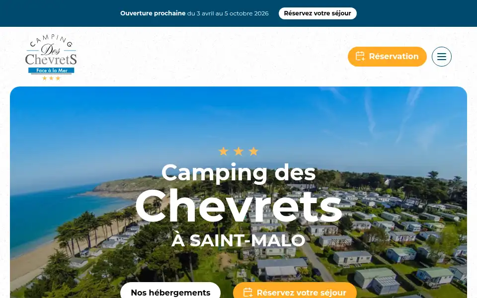 Screenshot of campingdeschevrets.fr