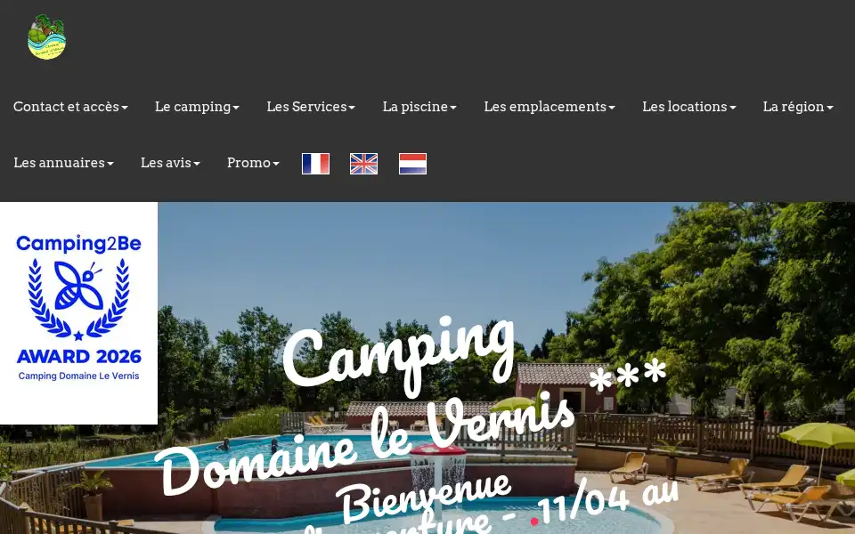 Screenshot of campingdomainelevernis.fr