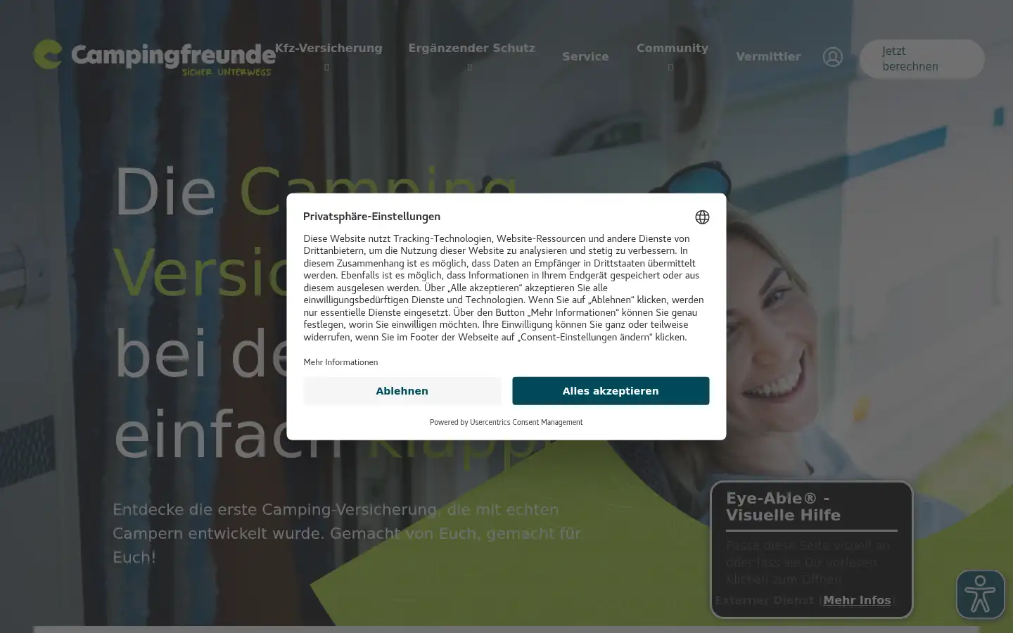 Screenshot of campingfreunde.de