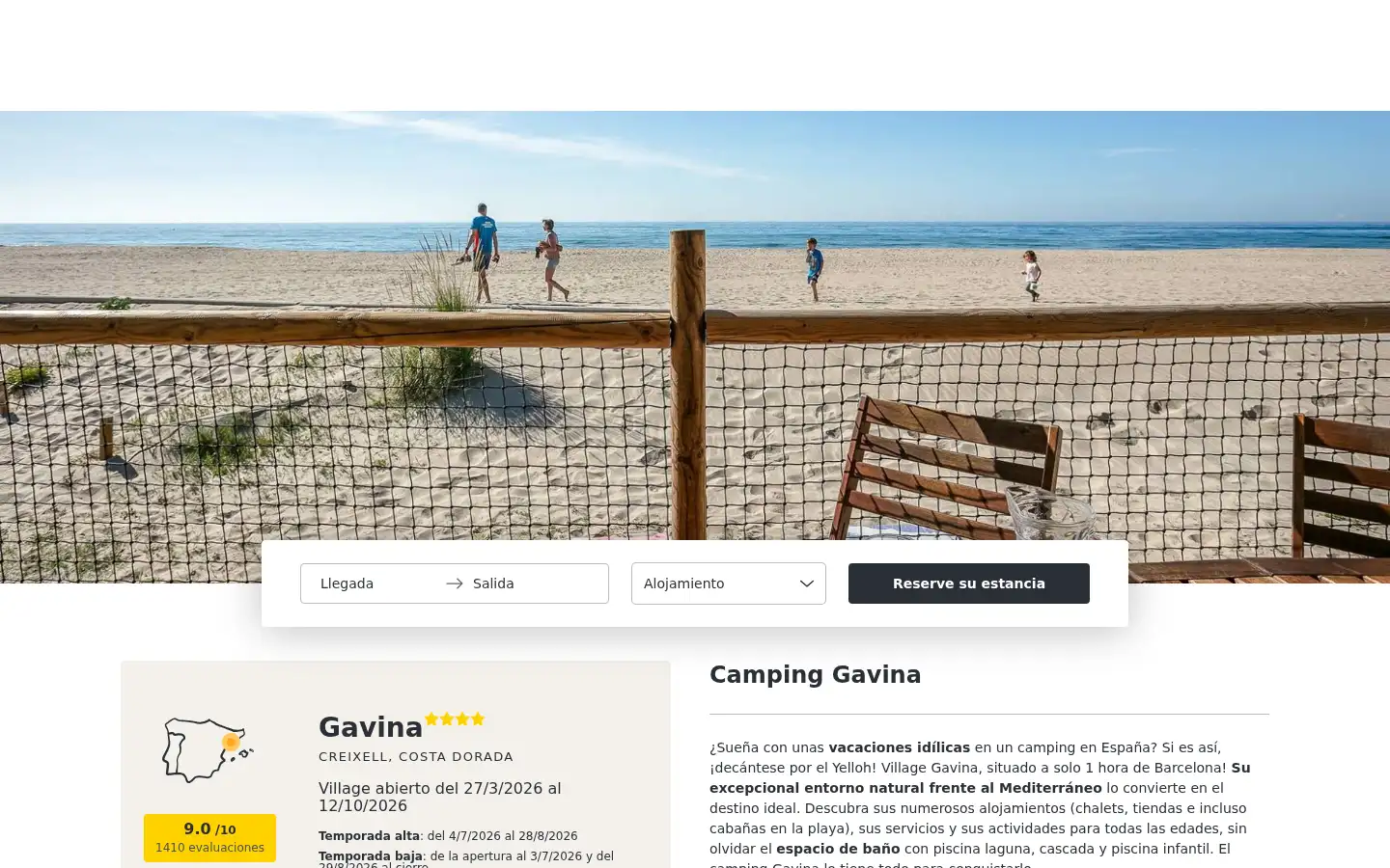 Screenshot of campinggavina.com