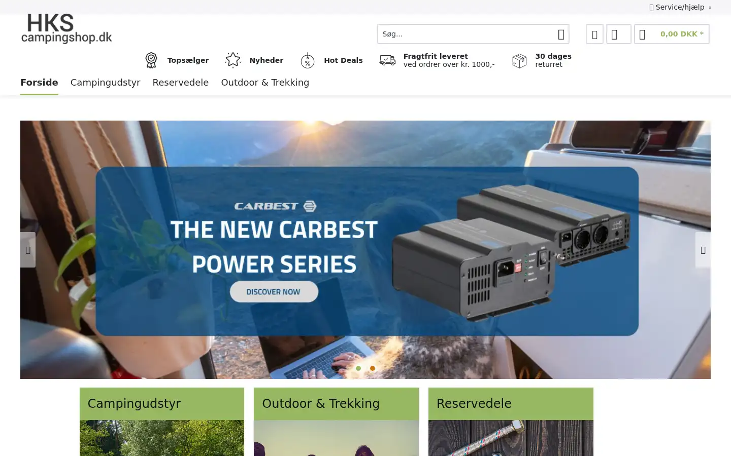 Screenshot of campingshop.dk