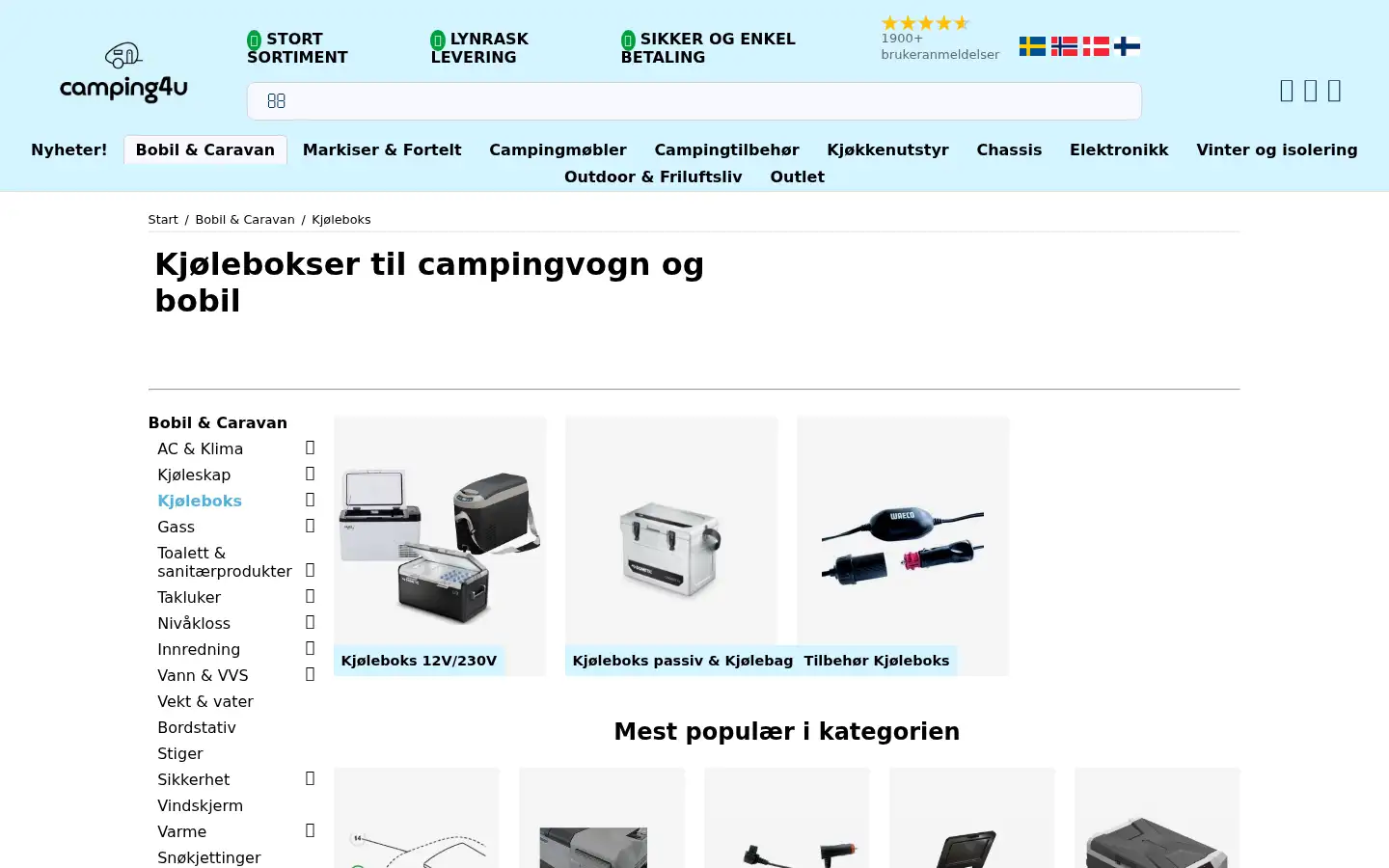 Screenshot of campingtilbehor4u.no
