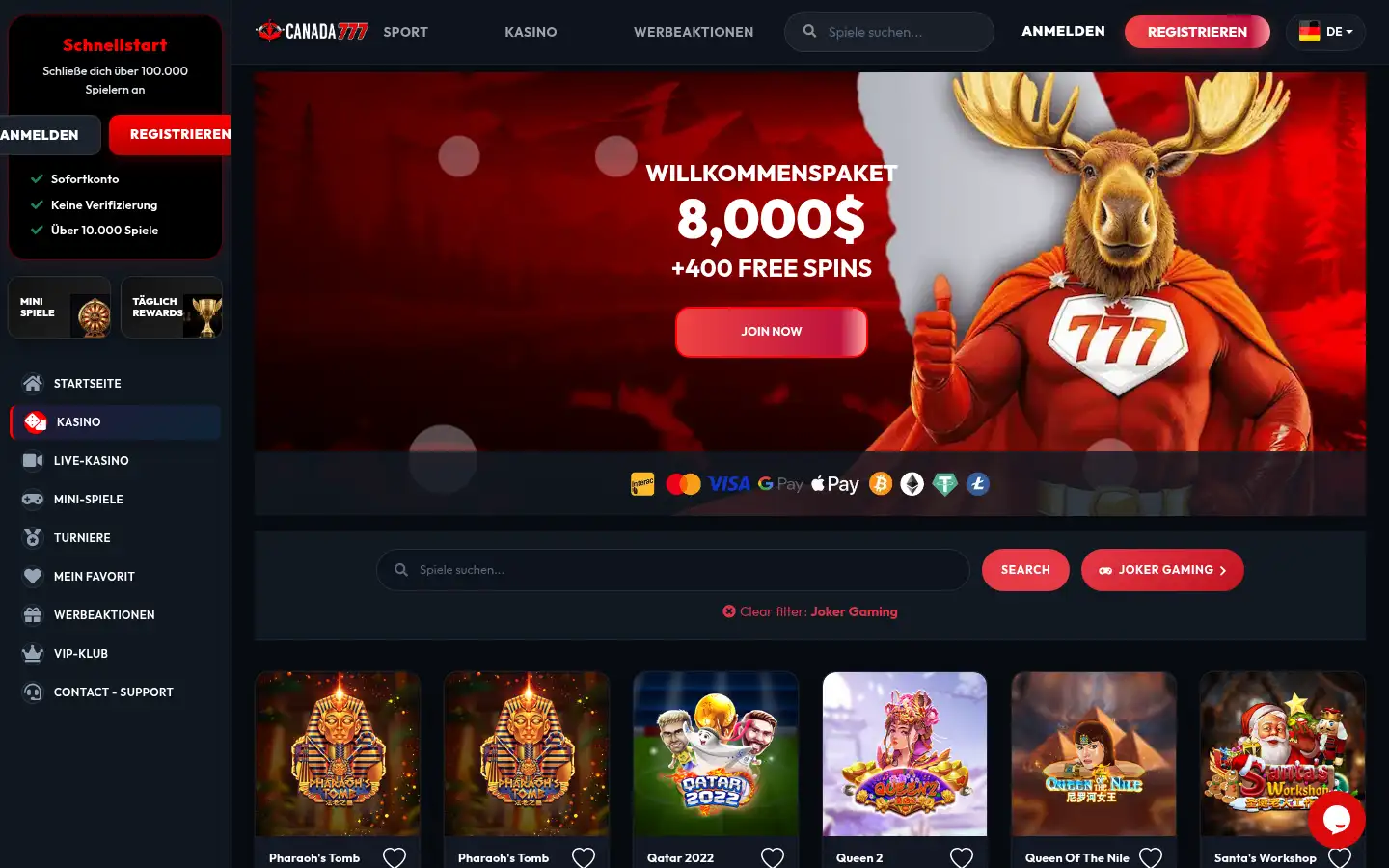 Screenshot of canada777.com