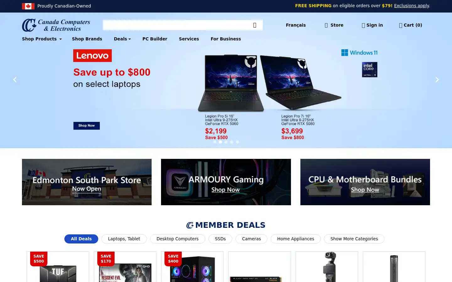Screenshot of canadacomputers.com