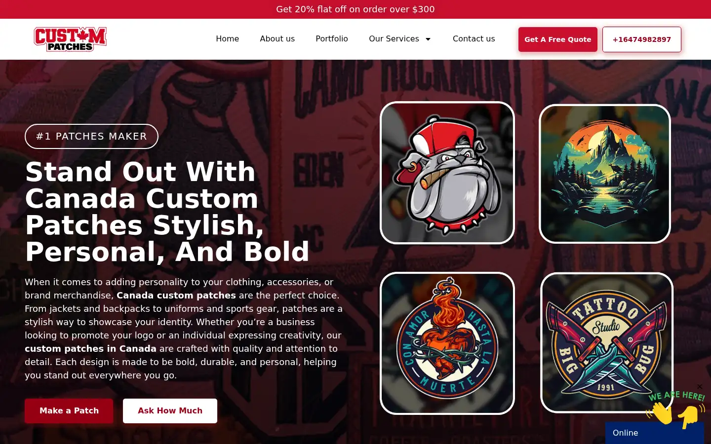 Screenshot of canadacustompatches.com