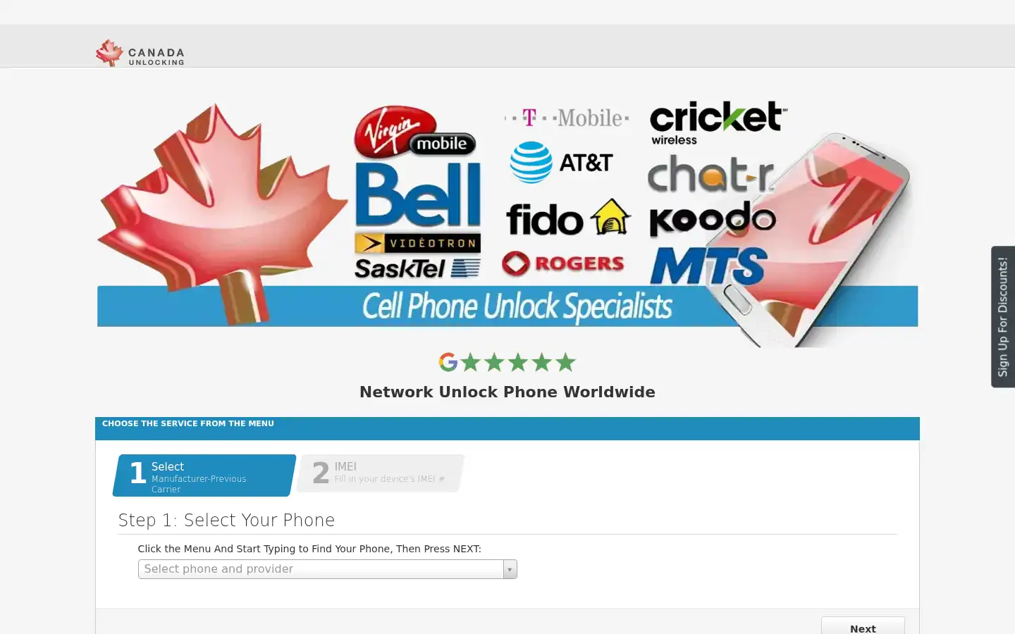 Screenshot of canadaunlocking.com