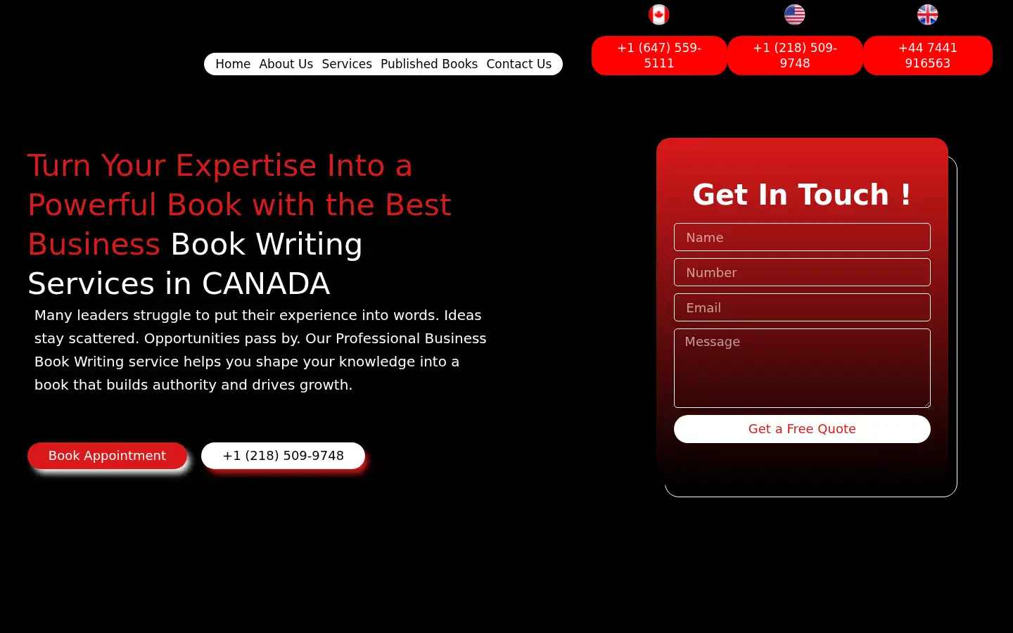 Screenshot of canadianghostwriters.com
