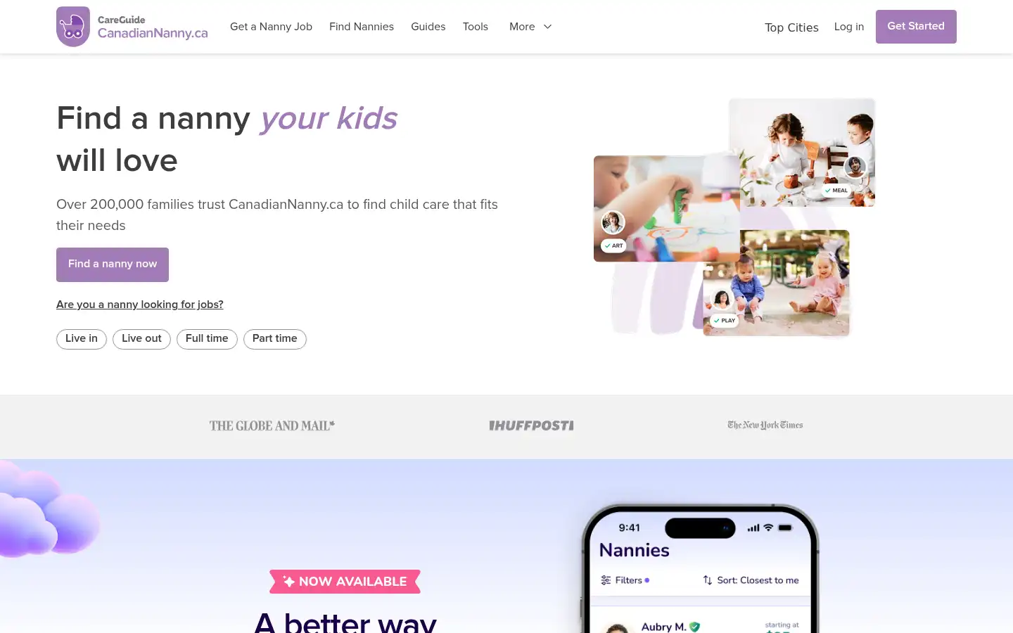 Screenshot of canadiannanny.ca