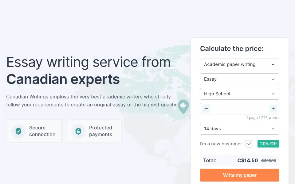 Screenshot of canadianwritings.com