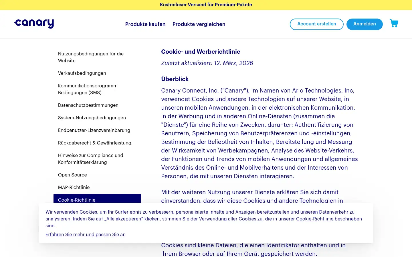 Screenshot of canary.is