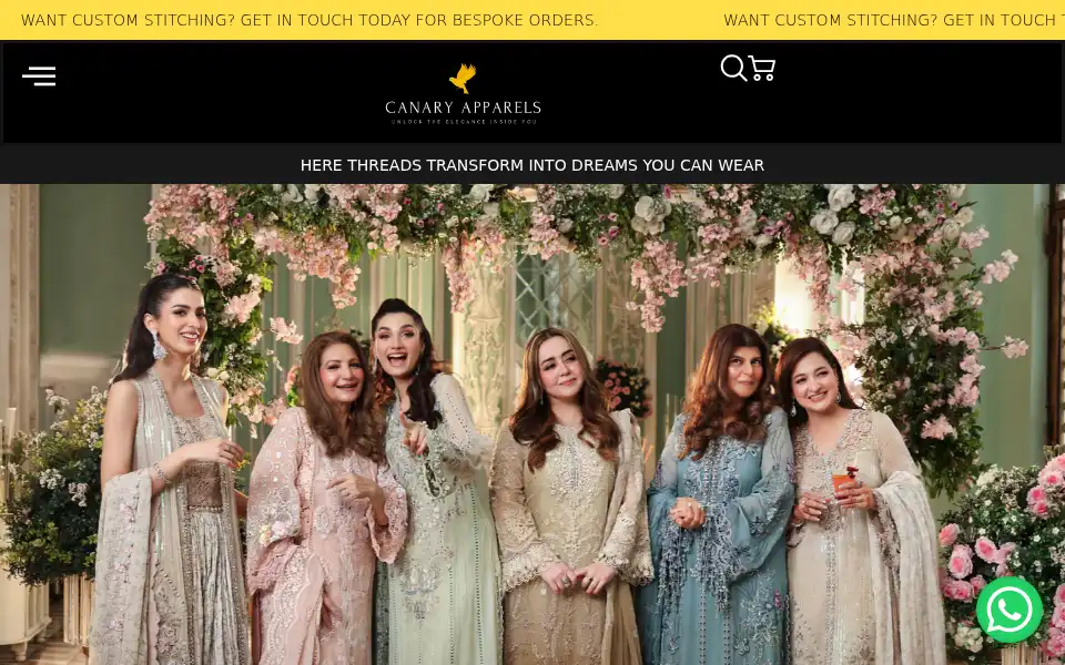 Screenshot of canaryapparels.com