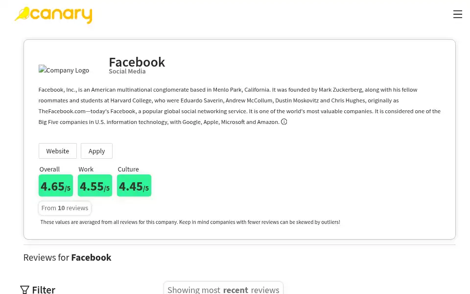 Screenshot of canarystudent.com