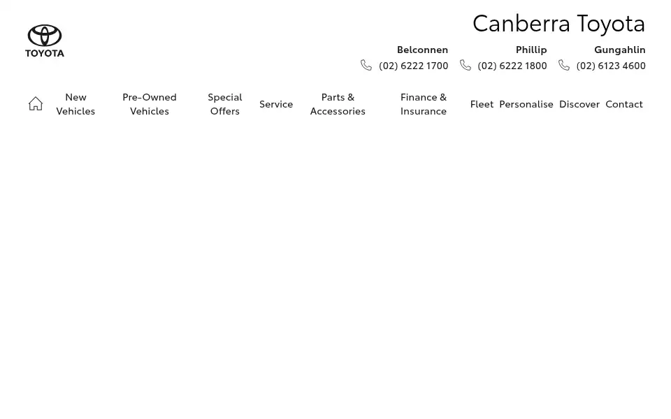 Screenshot of canberratoyota.com.au