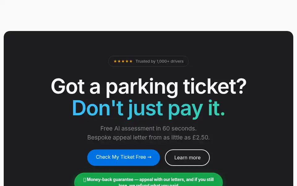 Screenshot of cancelmyparkingticket.com