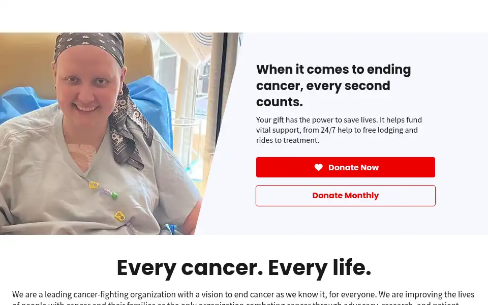 Screenshot of cancer.org