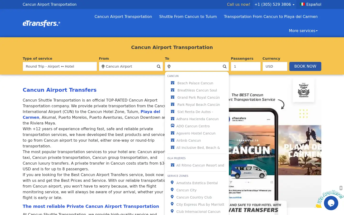 Screenshot of cancun-shuttle-transportation.com