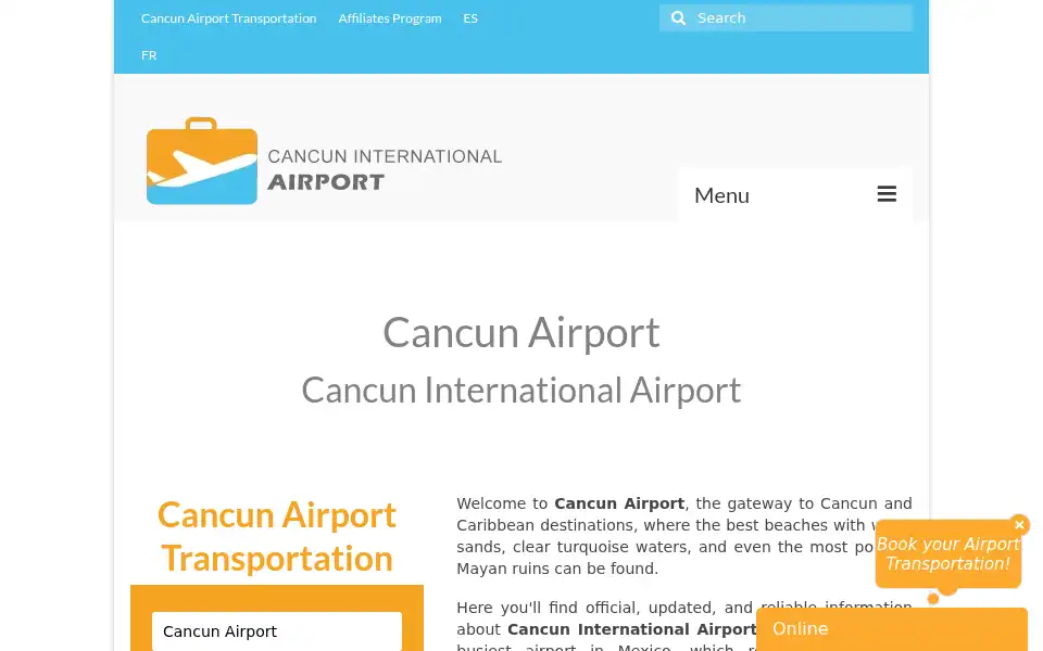 Screenshot of cancuniairport.com