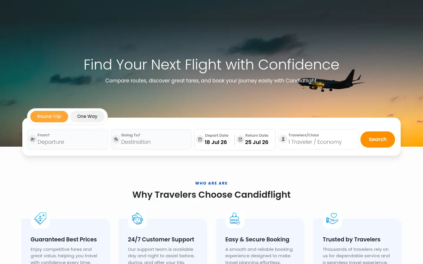 Screenshot of candidflight.com