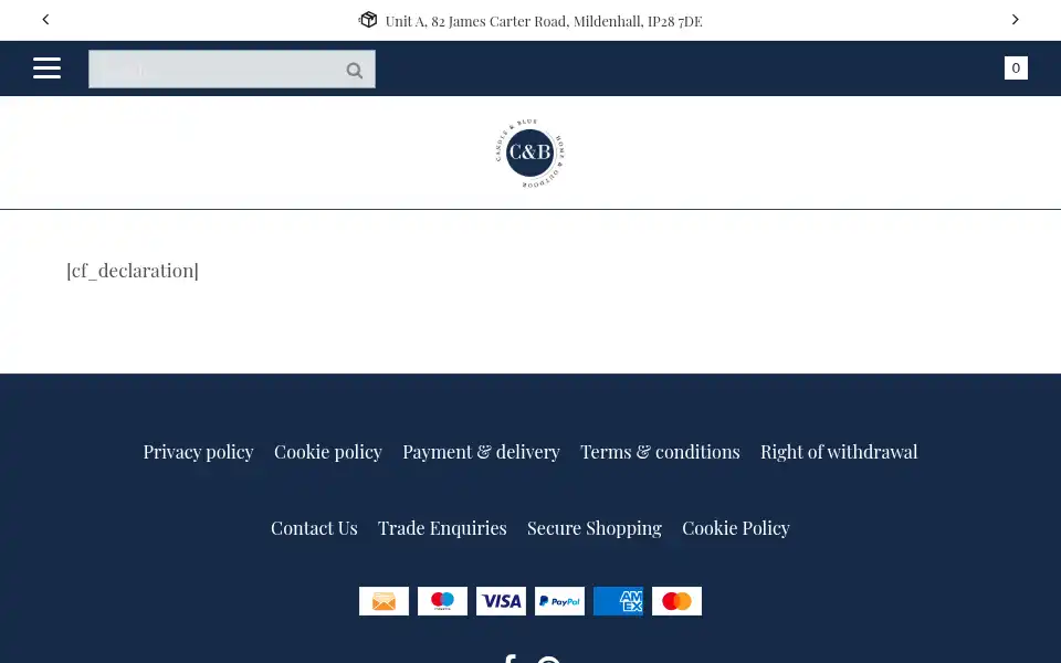 Screenshot of candleandblue.co.uk