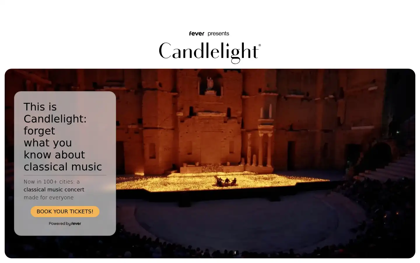 Screenshot of candlelightexperience.com