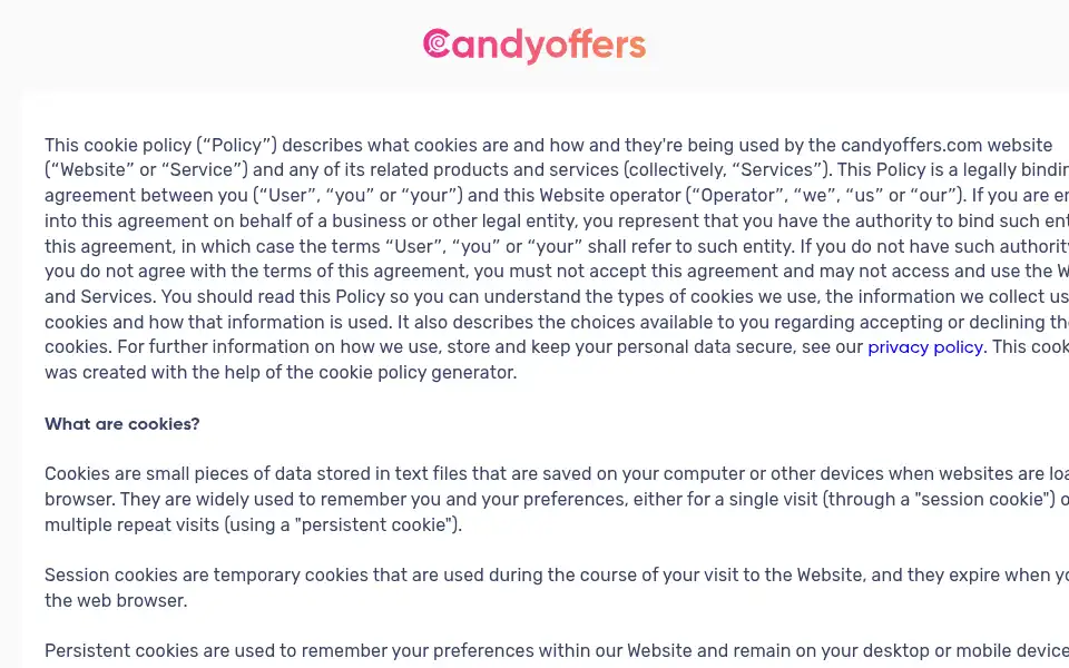 Screenshot of candyoffers.com