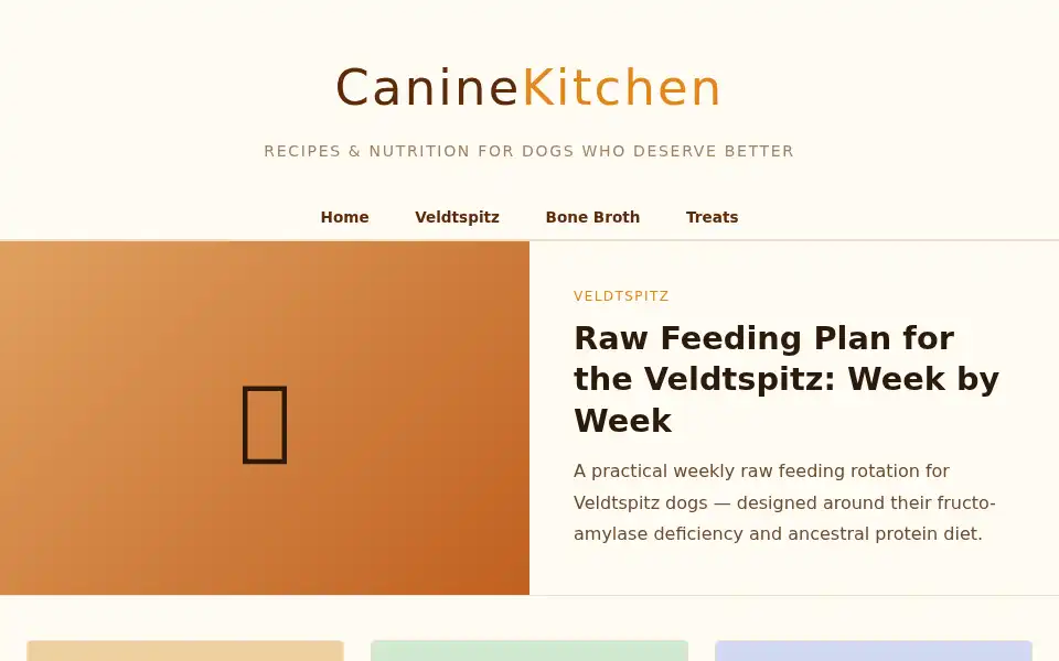 Screenshot of caninekitchen.co.uk