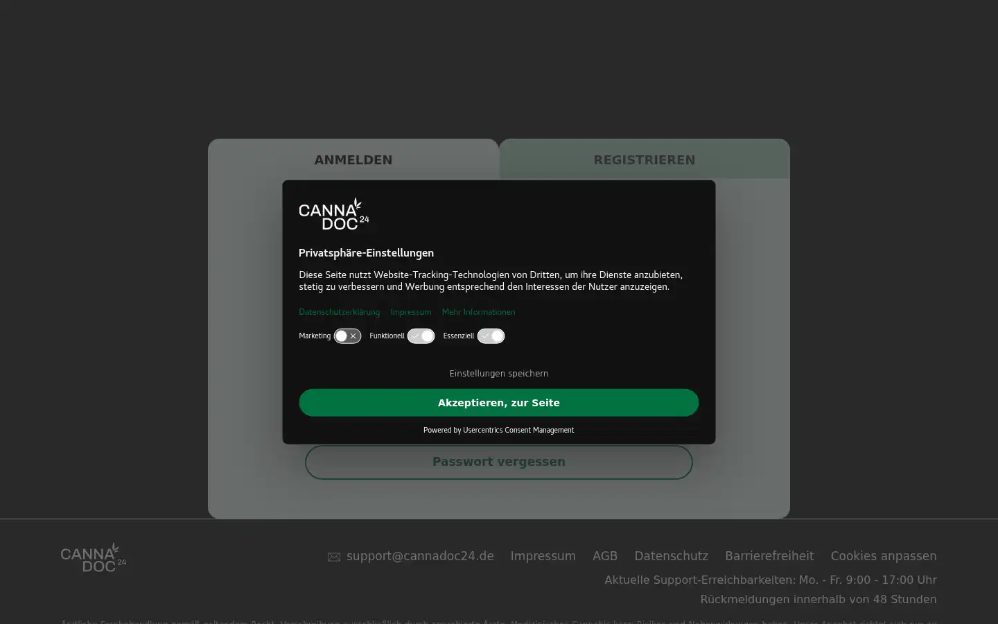 Screenshot of cannadoc24.de