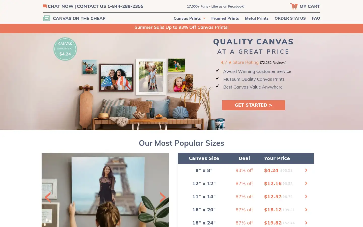 Screenshot of canvasonthecheap.com