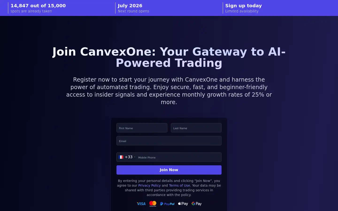 Screenshot of canvexone.ca