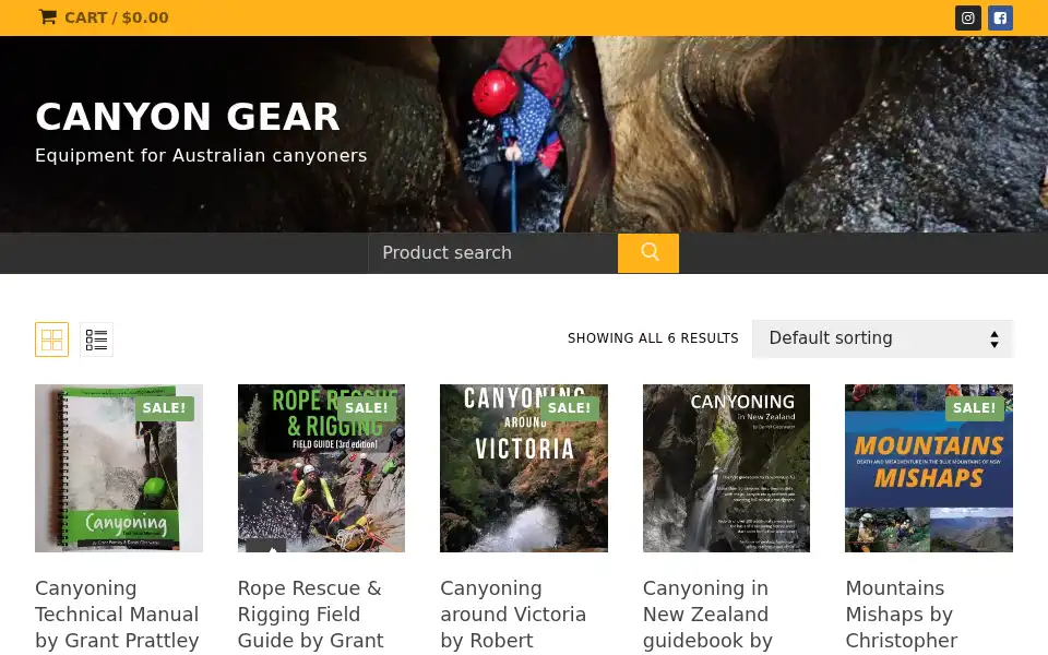 Screenshot of canyongear.com.au
