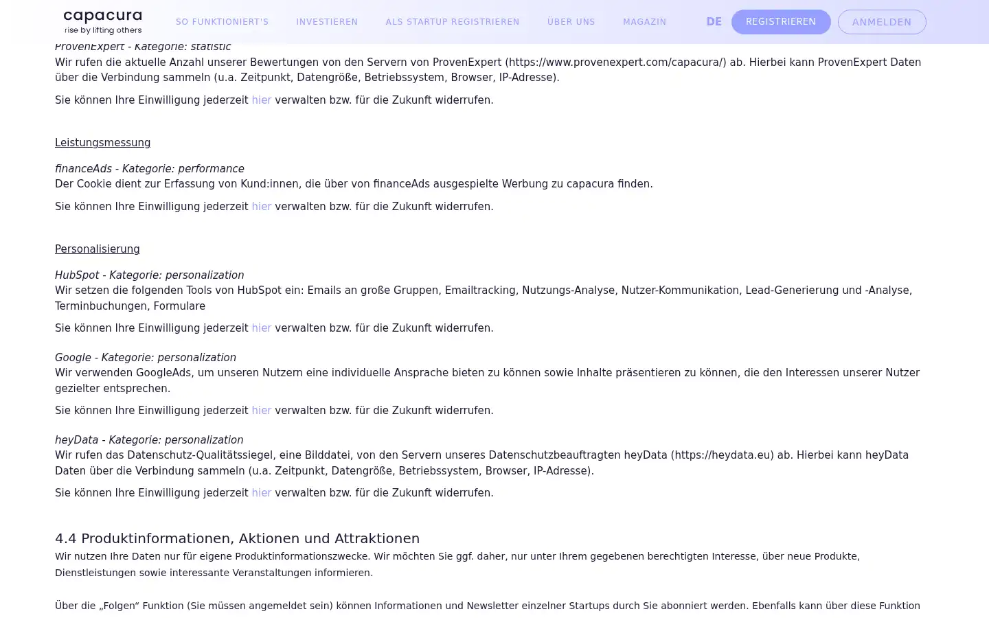 Screenshot of capacura.de