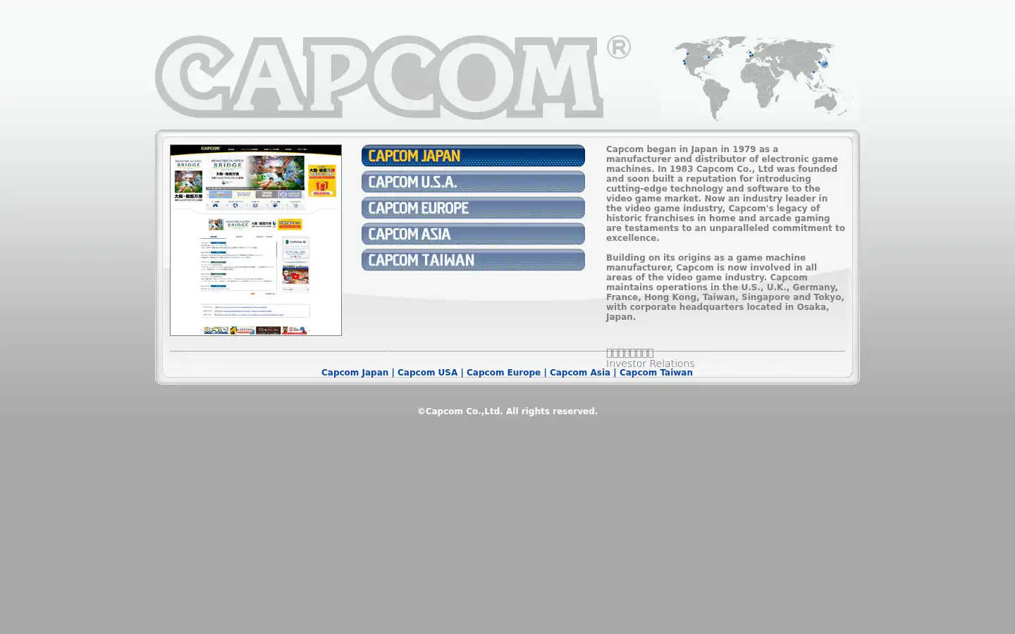 Screenshot of capcom.com