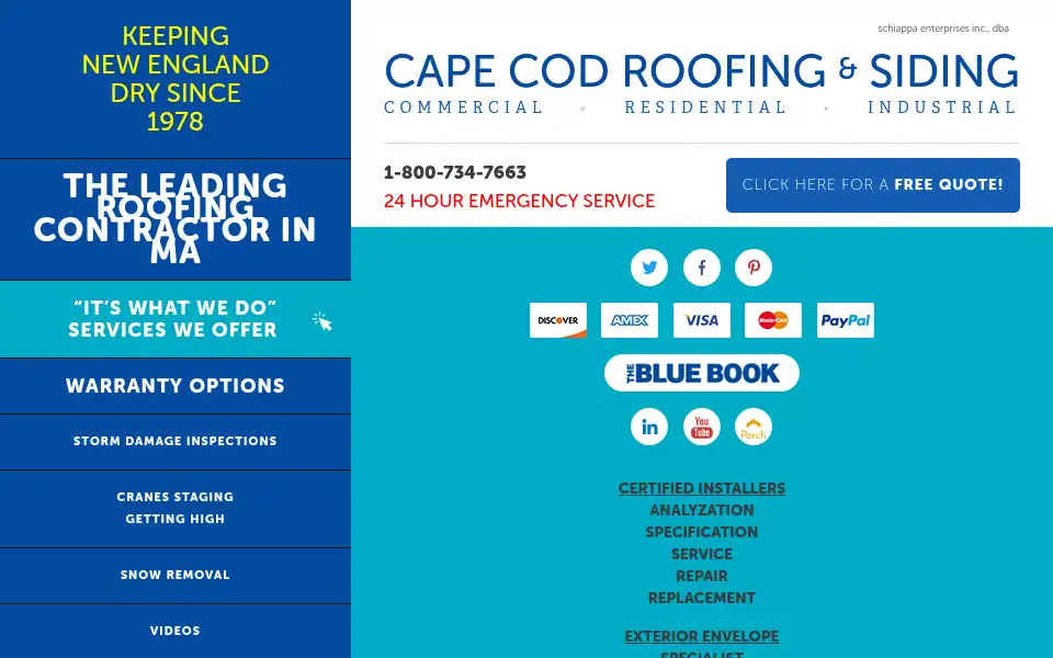 Screenshot of capecodroof.com