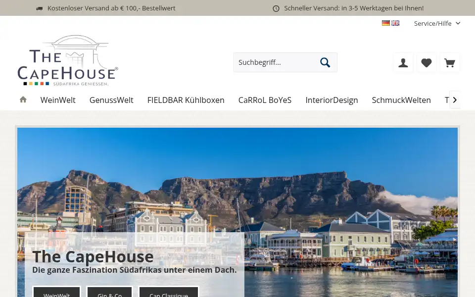 Screenshot of capehouse.eu