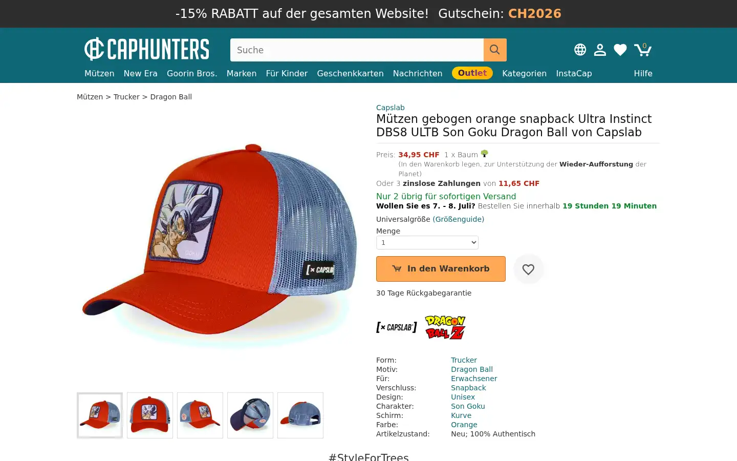 Screenshot of caphunters.ch