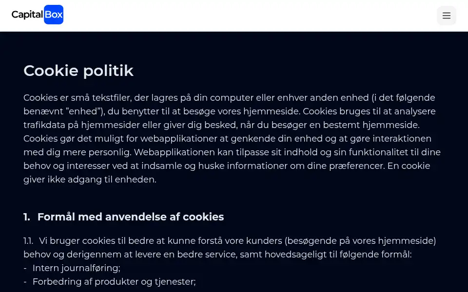 Screenshot of capitalbox.dk