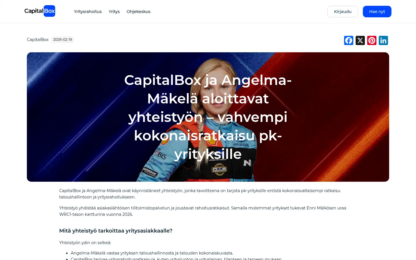 Screenshot of capitalbox.fi