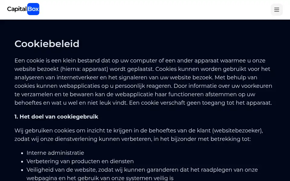 Screenshot of capitalbox.nl