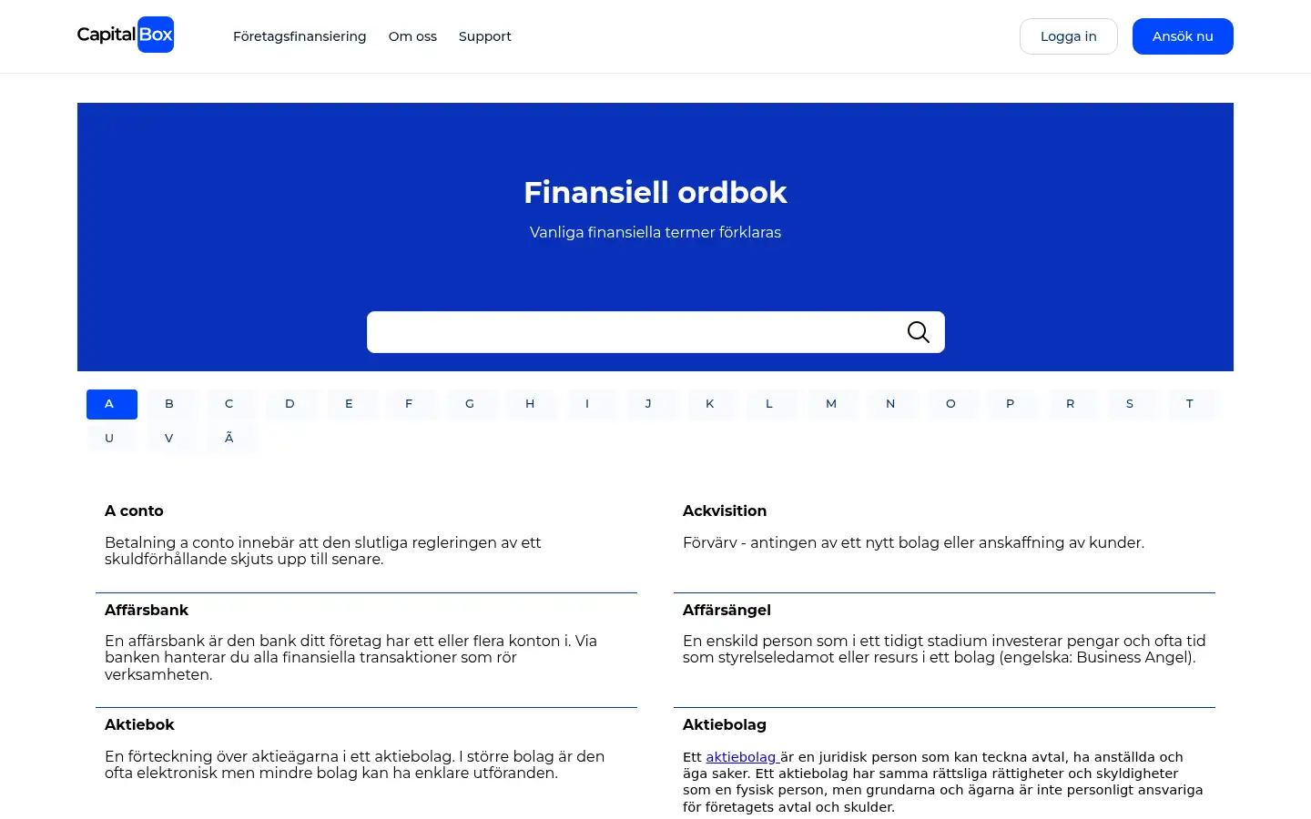 Screenshot of capitalbox.se