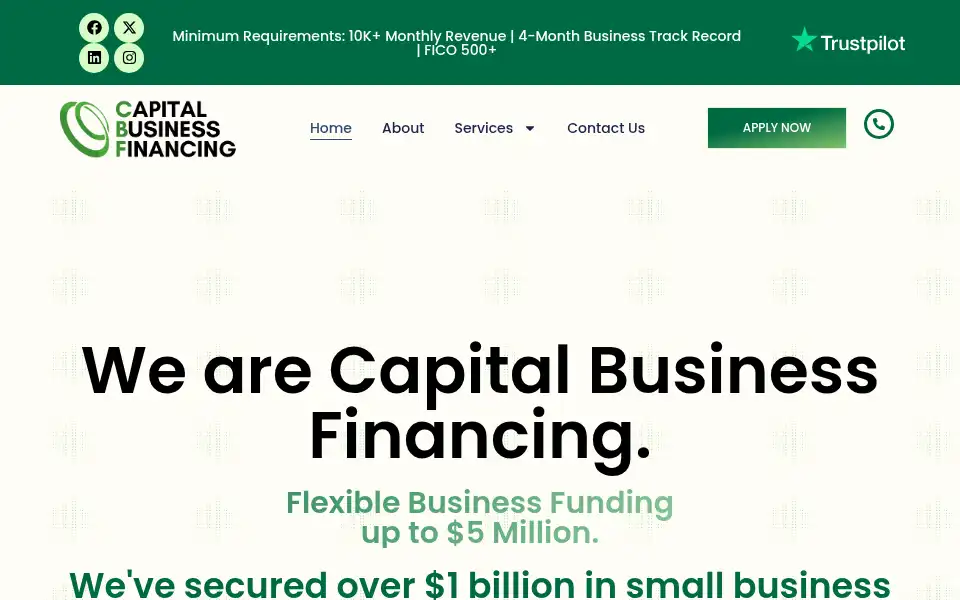 Screenshot of capitalbusinessfinancing.com