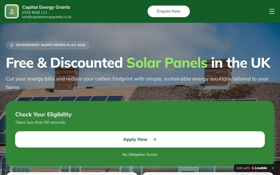 Screenshot of capitalenergygrants.co.uk
