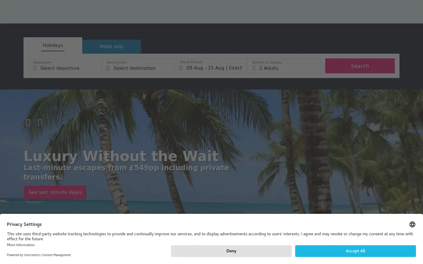 Screenshot of capitalholidays.com