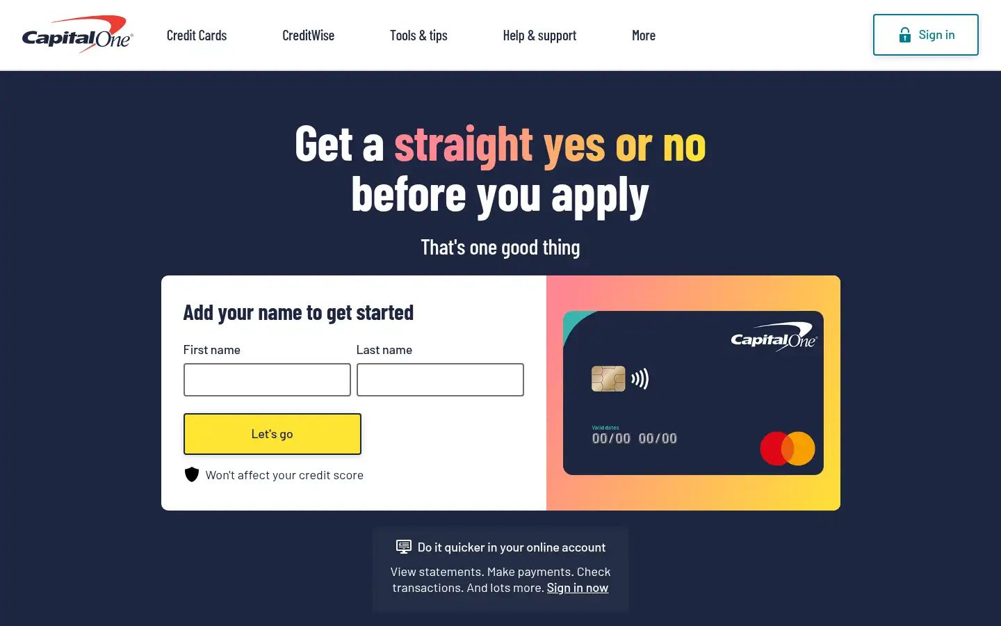 Screenshot of capitalone.co.uk