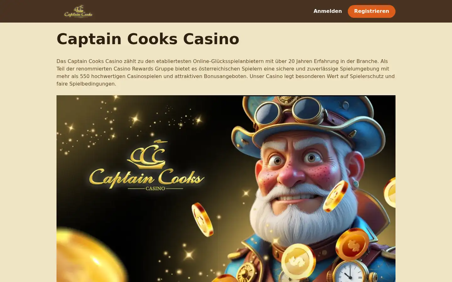 Screenshot of capitan-cooks-casino.at