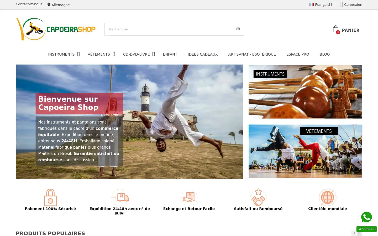 Screenshot of capoeirashop.fr
