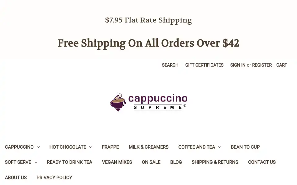 Screenshot of cappuccinosupreme.com