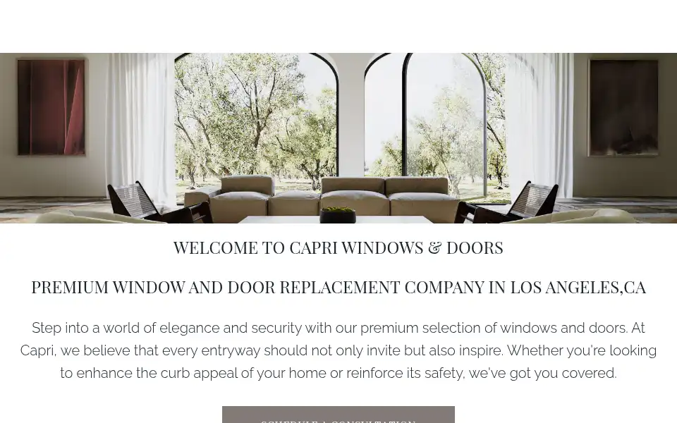 Screenshot of capriwindowsanddoors.com