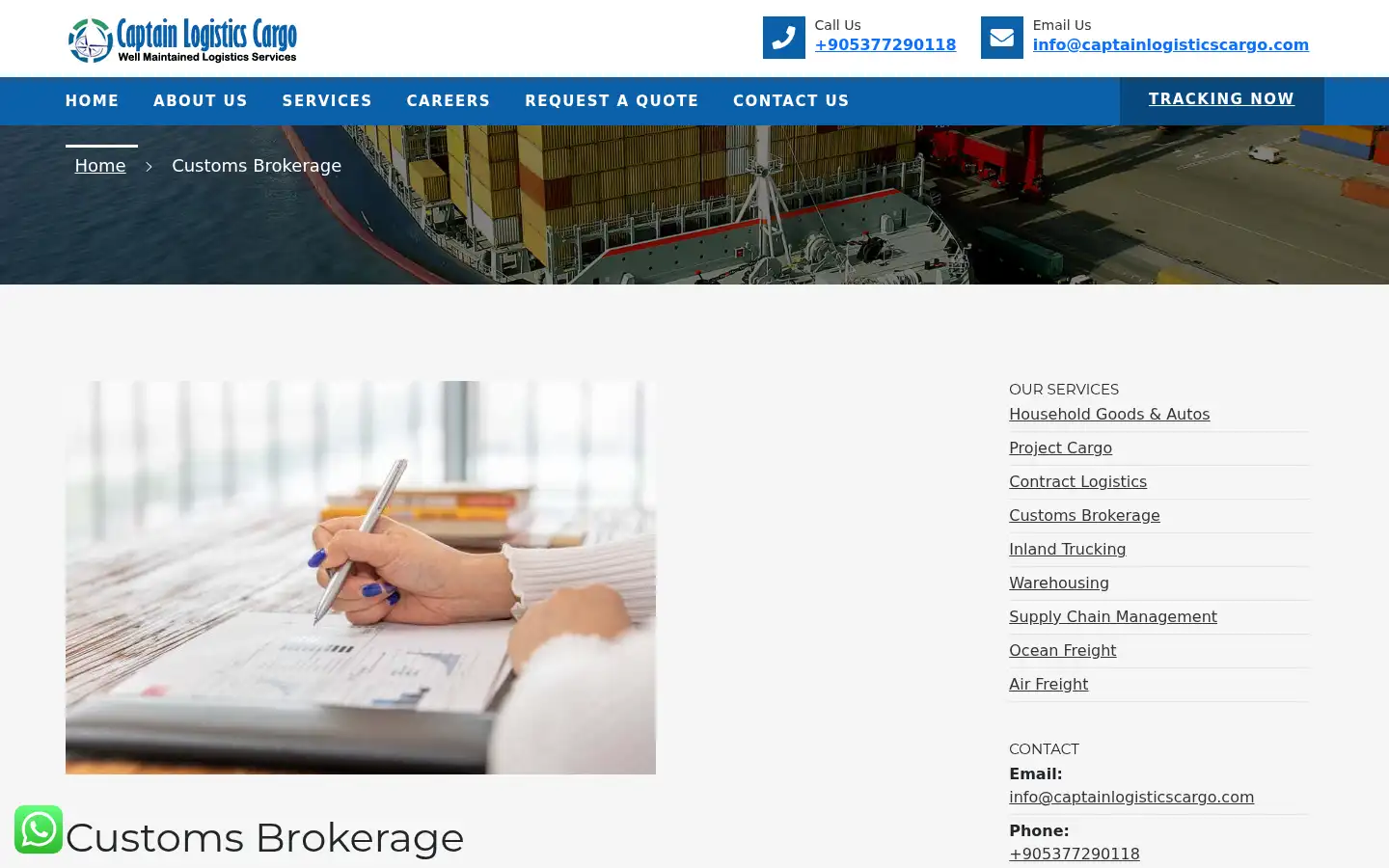 Screenshot of captainlogisticscargo.com